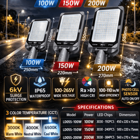 Alternative view of LED Street Light IP65 (100W / 150W / 200W)-(R2125/R2126/R2127/R2128/R2129/R2130/R2131/R2132/R2133)