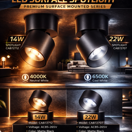 Alternative view of Adjustable LED Surface Track Light – 14W / 22W – 4000K / 6500K