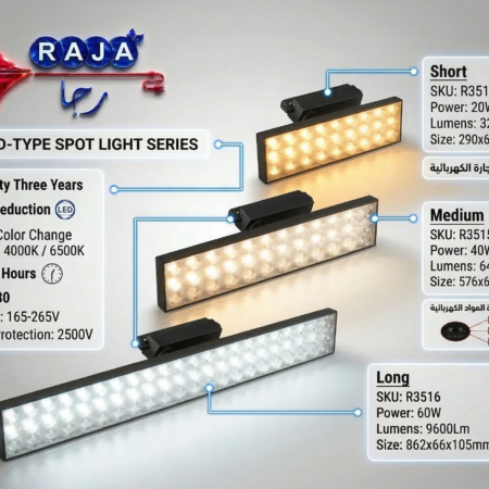 Alternative view of RAJA Professional Linear Track Floodlight – 20W / 40W / 60W -(3514/3515/3516)