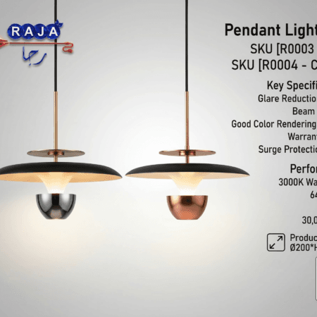 Alternative view of RAJA LED Pendant Light 8W 3000K Chrome & Bronze Editions -(R0003/R0004)