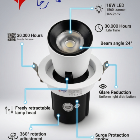 Alternative view of Raja Pro-Series Extendable LED COB Spotlight – 360° Rotation & Glare Reduction.