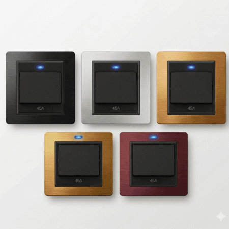 Alternative view of Elite 45A switch Matte Black socket with neon -(7010)