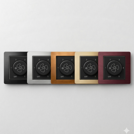 Alternative view of Elite Fan dimmer with step 500W Capacitor Matte Black socket-(R7018)