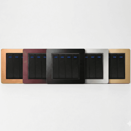 Alternative view of Elite 16A 4 Gang switch Matte Black socket 1 Way-(R7007)