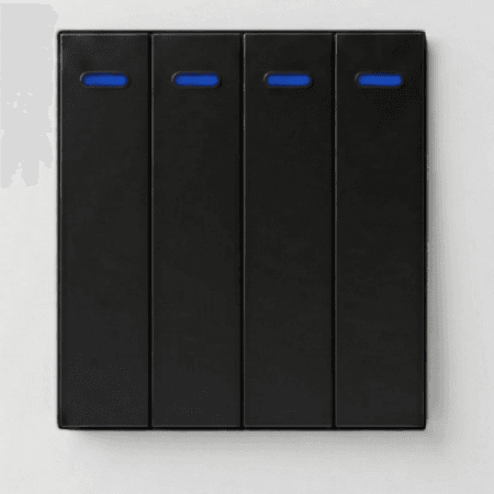 Elite 16A 4 Gang switch Matte Black socket 1 Way-(R7007)