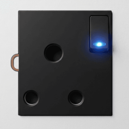 Elite 32A switched Matte Black socket with neon -(7015)
