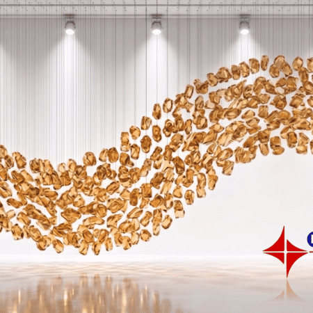 Alternative view of RAJA Luxury Sculptural Hanging Glass Crystals Stone Gold (RS024)