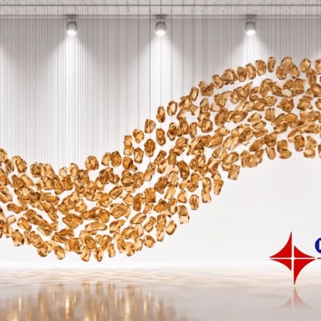 Alternative view of RAJA Luxury Sculptural Hanging Glass Crystals Stone Gold (RS024)